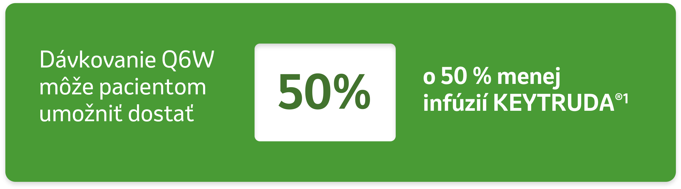 Dávkovanie Q6W môže pacientom
umožniť dostať o 50 % menej
infúzií KEYTRUDA®