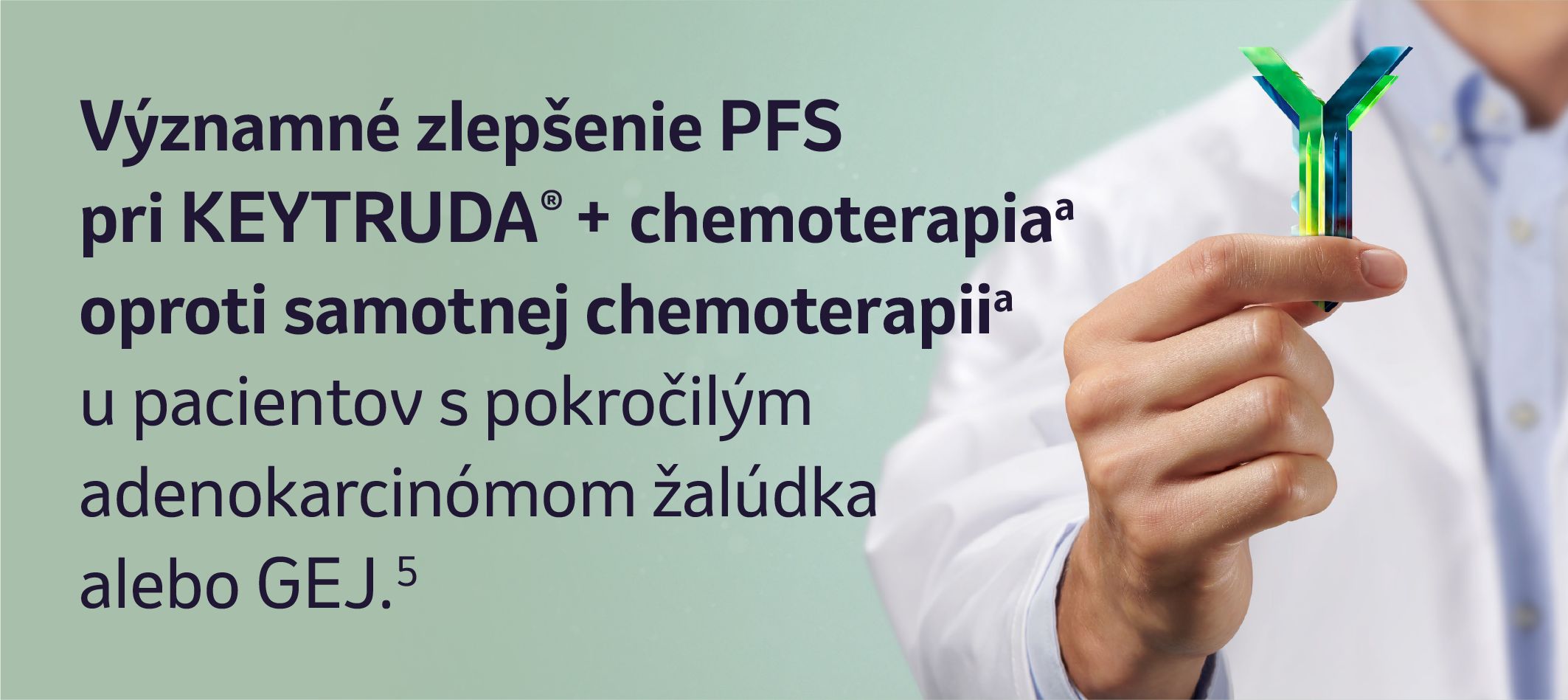 Významné zlepšenie PFS pri KEYTRUDA® + chemoterapiaa
oproti samotnej chemoterapiia
u pacientov s pokročilým adenokarcinómom žalúdka
alebo GEJ.